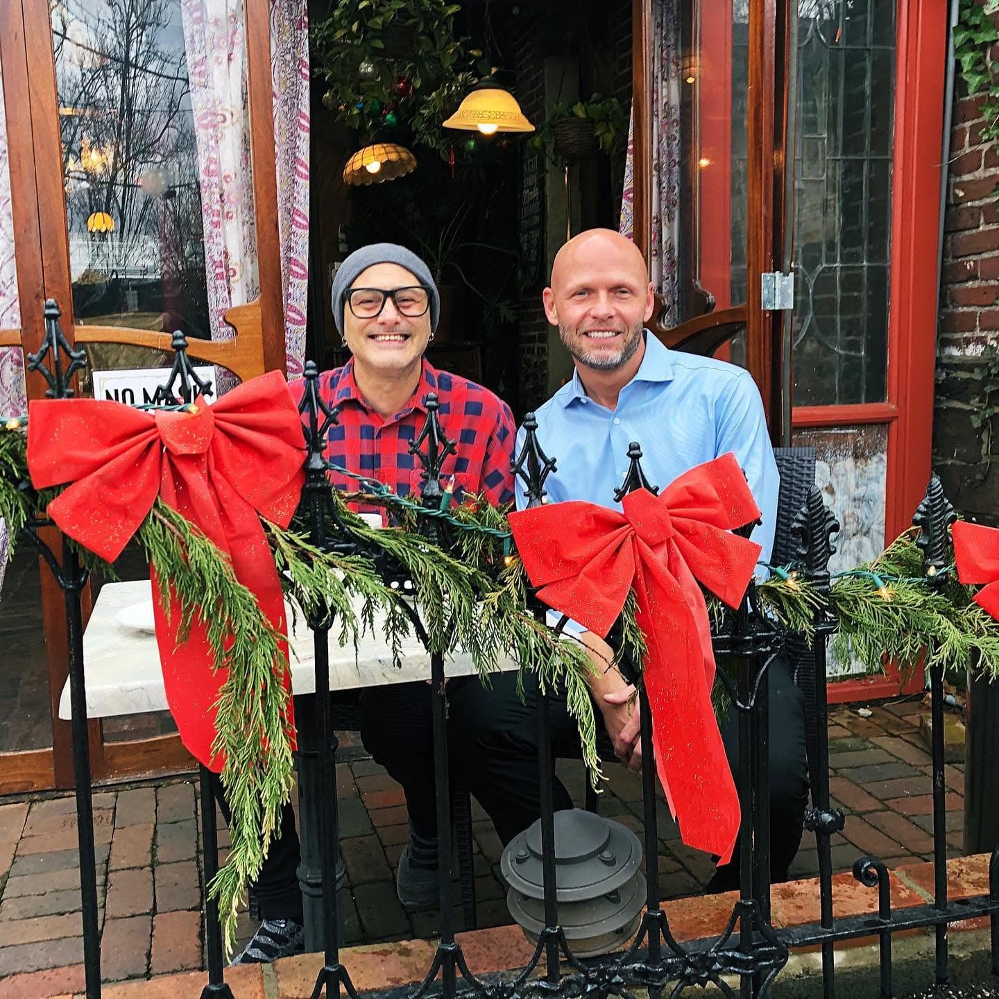 Jimmy with a friend at the holidays